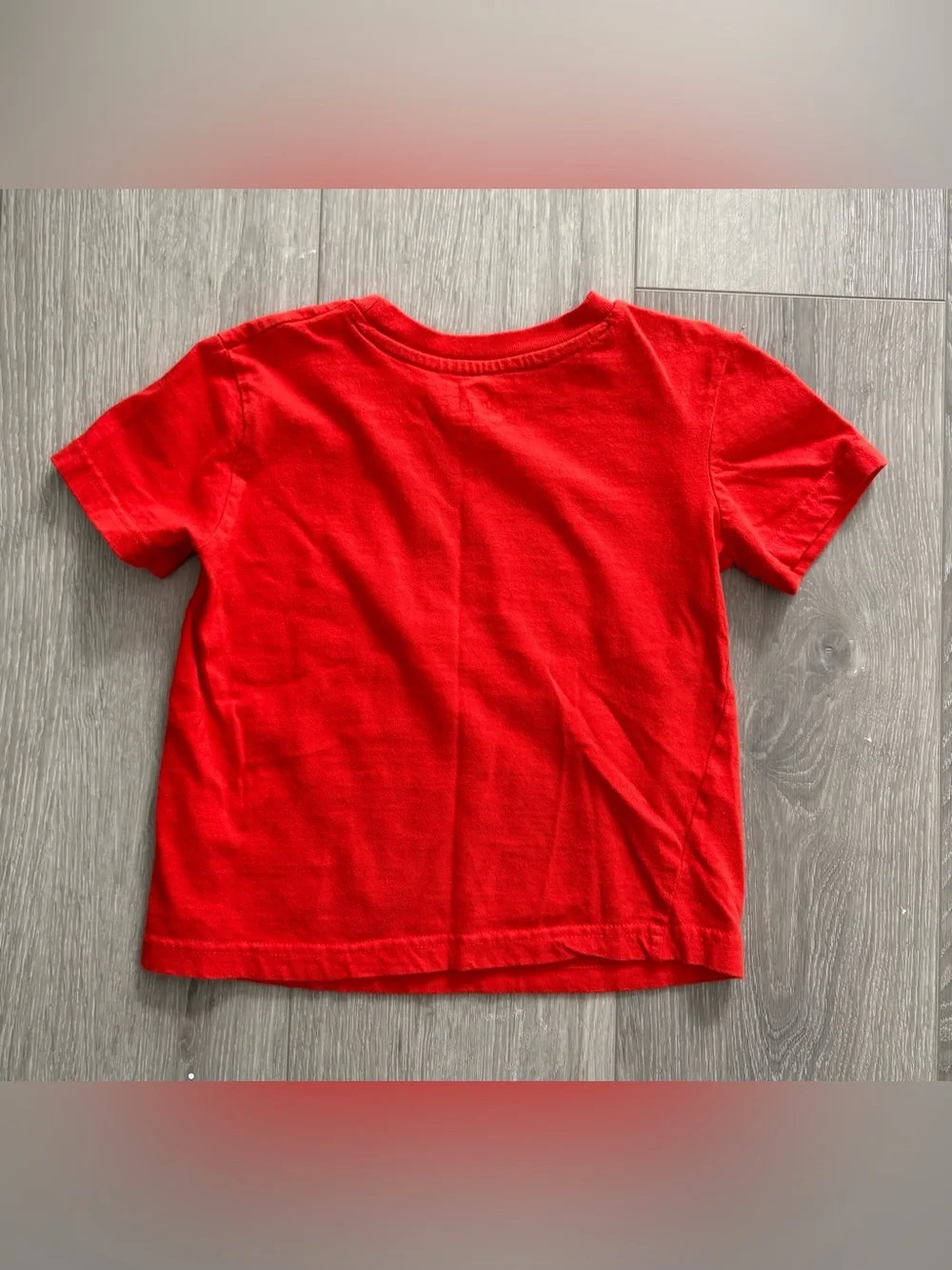 Mighty Time Red Fire Engine T- Shirt Paired with Jean shorts . Boys 2T